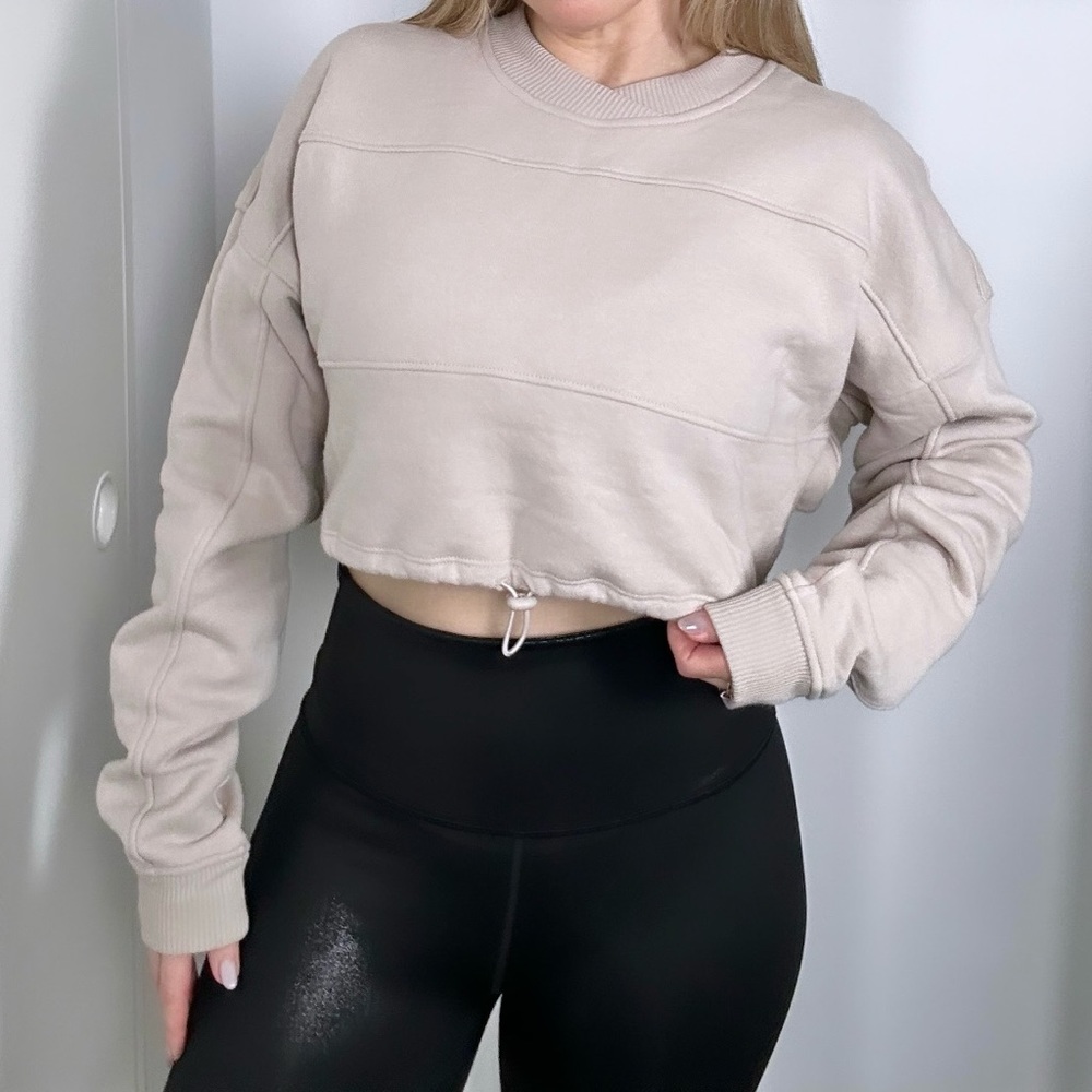 Boutique Cropped Bungee Pullover | Dove Grey